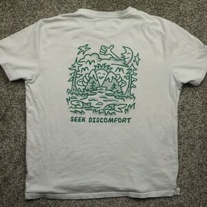 Seek Discomfort T-Shirt Mens L White Cotton‎ Graphic Crew Neck Motivational Tee